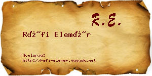 Réfi Elemér névjegykártya